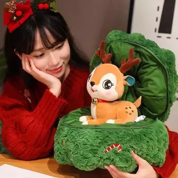 Мультяшная подушка олень кукла плюшевая игрушка украшения Санта Клаус кукла подруга праздничный подарок A4
