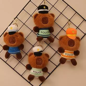 Мультяшная полицейская капибара плюшевый брелок сумка кулон автомобильный брелок подвесное украшение мягкая игрушка настольная кукла украшение детский подарок A1