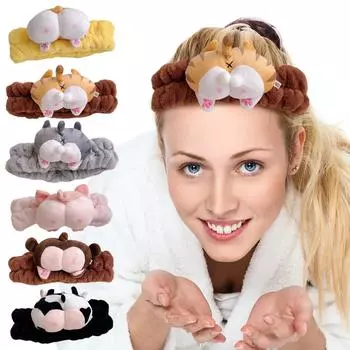 Мультяшная повязка на голову, повязка на голову, женская повязка на голову с маской для лица, забавная повязка на голову из мультфильма One Size чёрный