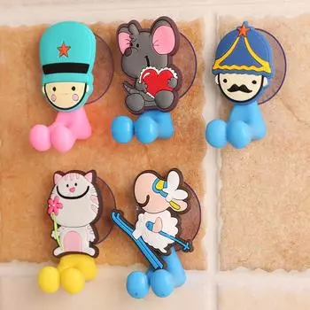 Мультяшная присоска, держатель для зубных щеток, крючки на присоске, детская многофункциональная присоска для ванной комнаты с животными