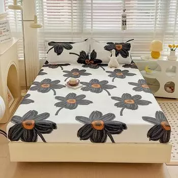 Мультяшная простыня с принтом, моющаяся простыня на резинке, покрывало для кровати, приятная к коже, пыленепроницаемый защитный чехол для матраса, простыня фиксированная, не скользящая 90*200*25cm(Only sheet)