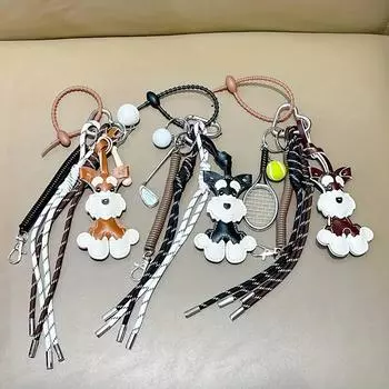 Мультяшная PU кожаная симпатичная сумочка шнауцера кулон для женщин собачка щенок кулон рюкзак украшения one size чёрный