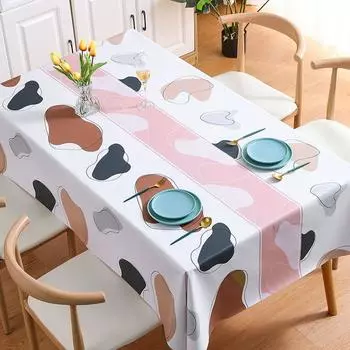 Мультяшная ПВХ скатерть Водонепроницаемая, Маслостойкая и Защищающая от ожогов Несъемная скатерть Студенческий стол Прямоугольная скатерть Скатерть для кофейного столика Мокко 140*140cm