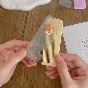 Мультяшная расческа для волос, складная массажная расческа для волос, антистатический парикмахерский инструмент для укладки волос, женский портативный дорожный женский подарок