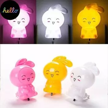 Мультяшная розетка, светодиодный ночник, умный дом, управляемая подсветкой, прикроватная маленькая настольная лампа белый