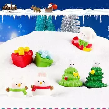 Мультяшная рождественская елка, снеговик, Санта-Клаус, микроландшафт, смоляные украшения, украшения для кукольного домика, милые садовые аксессуары