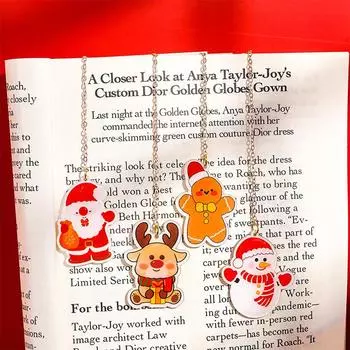 Мультяшная рождественская закладка, милая, изысканная, книжная страница, зажимы, офисные принадлежности, эстетические канцелярские принадлежности, подарки, принадлежности для чтения