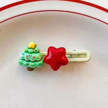 Мультяшная рождественская заколка для волос, милый Санта-Клаус, рождественская елка, звезда, боковая челка, зажим для волос, головной убор для девочек, аксессуары для волос, подарки на год