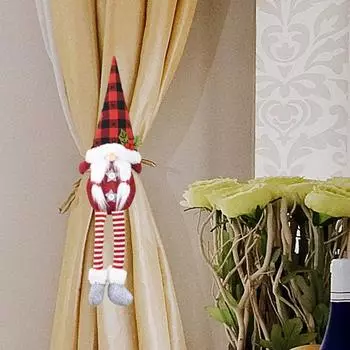 Мультяшная рождественская занавеска пряжка милая безликая кукла занавеска завязка веревка спальня красный
