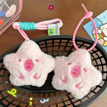 Мультяшная розовая звезда капибара пищащая игрушка брелок подвеска милая мягкая кукла брелок украшение рюкзак детские подарки