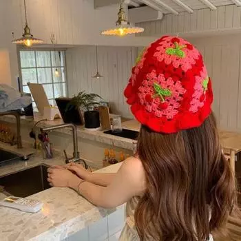 Мультяшная шерстяная шапка с аппликацией вишни вязаная шапка конфетного цвета детский головной убор панама для детей небесно-голубой