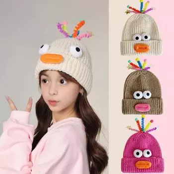 Мультяшная шерстяная шапка с выдвижными щупальцами, теплая вязаная шапочка для детей, реквизит для фотосъемки, головной убор для катания на лыжах, походов, термошапка для взрослых и подростков