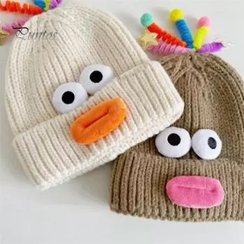 Мультяшная шерстяная шапка с выдвижными щупальцами, теплая вязаная шапочка для детей, реквизит для фотосъемки, головной убор для катания на лыжах, походов, термошапка для взрослых и подростков синий