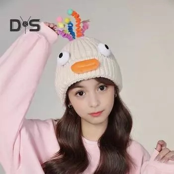 Мультяшная шерстяная шапка с выдвижными щупальцами, теплая вязаная шапочка для детей, реквизит для фотосъемки, головной убор для катания на лыжах, походов, термошапка для взрослых и подростков хаки