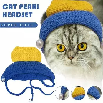 Мультяшная шляпа для кошки, милый костюм для кошки в форме рыбы, дышащий головной убор в форме рыбы, мультяшная шляпа для кошки, плюшевый головной убор для кошки One Size синий