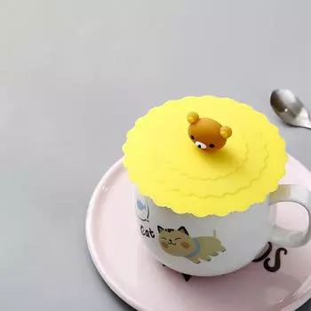 Мультяшная силиконовая крышка для чашки, универсальная кружка, керамическая крышка для чашки, герметичная пылезащитная круглая стеклянная чашка, крышка для чайной чашки, термостойкая