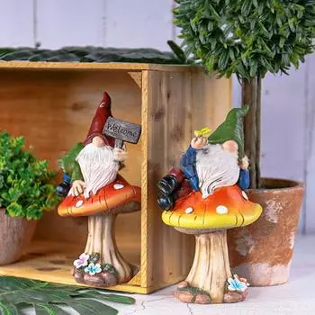Мультяшная скульптура гнома, милая фигурка гнома, поделки, статуэтка эльфа, цветочный горшок Style 2