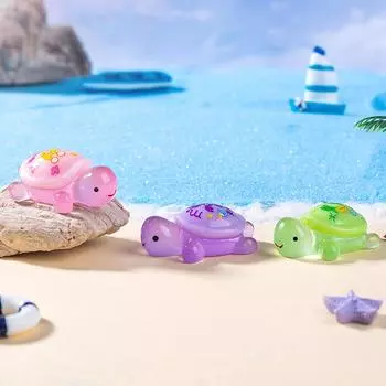 Мультяшная смоляная мини-светящаяся черепаха, украшение для аквариума, фигурка для аквариума, миниатюрная настольная фигурка для самостоятельного украшения дома, аксессуары, подарки A8