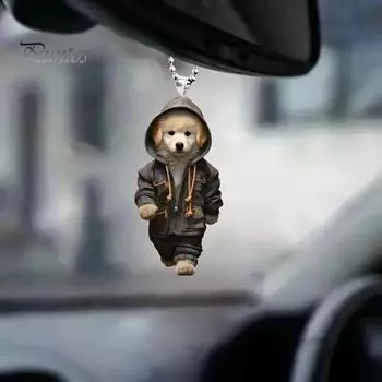 Мультяшная собака акриловое подвесное украшение для дома в помещении рождественская елка зеркало заднего вида автомобиля 2D плоский щенок человек подвесное украшение животное кулон Dog
