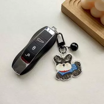 Мультяшная собака акриловые брелки милый питомец собака кулон брелок для женщин девочек рюкзак украшения аксессуары подарки кофейный