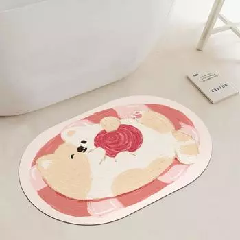 Мультяшная собака быстросохнущий впитывающий нескользящий коврик напольный коврик для ванной комнаты бытовой туалет дверной коврик аренда дом декоративный коврик для ног 40 * 60CM [Crystal Velvet]