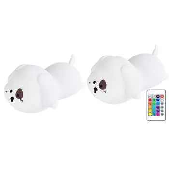 Мультяшная собака лампа пульт дистанционного управления спальня атмосфера лампа мини силиконовая щенок лампа B