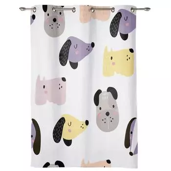 Мультяшная собака, нарисованная вручную оконная занавеска, современный европейский стиль, шторы для спальни, гостиной, фоновая занавеска 135W x 60H(cm) x1