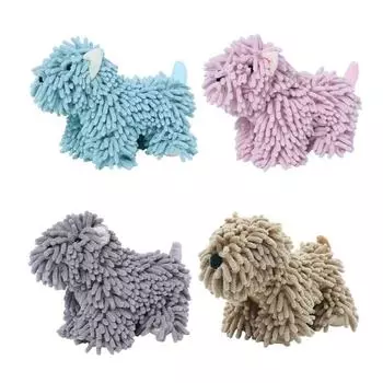 Мультяшная собака, шенилловое полотенце для рук, многофункциональное полотенце с изображением мультяшных животных для кухни и ванной, плюшевое быстросохнущее полотенце 26x13cm хаки