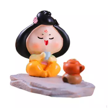 Мультяшная статуэтка из смолы, аксессуары для интерьера, декоративная реалистичная статуэтка, украшение для приборной панели автомобиля жёлтый