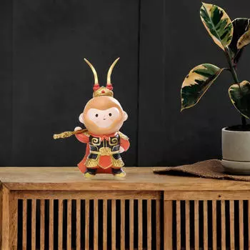 Мультяшная статуя Укуна, скульптура сражающегося Будды, декоративное украшение, настольный орнамент, обезьяна из смолы