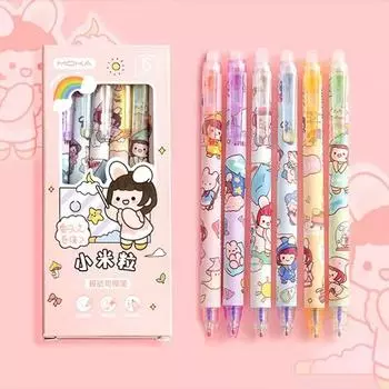 Мультяшная стираемая ручка 0,5 мм для письма, студенческий подарок, шариковая ручка, ручка с нейтральными чернилами, гелевая ручка с черными/синими чернилами 03-Blue Ink