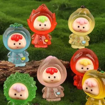 Мультяшная светящаяся кукла-фрукт Микропейзаж Украшения Миниатюрные фигурки Украшения для дома своими руками Аксессуары для салона автомобиля Подарки A3