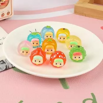 Мультяшная светящаяся кукла-фрукт Мини-фигурка Микро-ландшафтное украшение Миниатюрные фигурки Милые украшения для дома Аксессуары Подарки