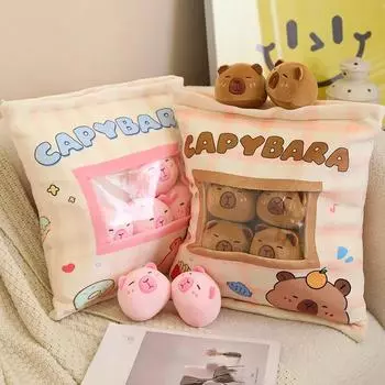 Мультяшная свинья Капибала Подушка для закуски Пудинг Мягкая игрушка Мешок милых животных Мягкий съемный набор Подарок на день рождения Рождество 35X45cm