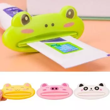 Мультяшная свинья, панда, кошка, трубка для ванной комнаты, роликовый держатель, соковыжималка, дозатор зубной пасты розовый