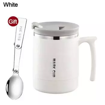 Мультяшная термокружка из нержавеющей стали 304, герметичная, для кофе, модная чашка для воды белый