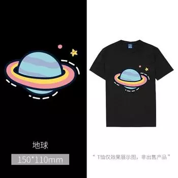 Мультяшная термопереводная наклейка, мужская и женская одежда, декоративная тканевая наклейка, детская футболка, свитер, узор, напечатанный стикер, большая нашивка Earth * Solid Color