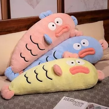 Мультяшная уродливая милая рыбка-подушка плюшевая игрушка кукла клоун-рыба кукла 85cm0.7kg синий