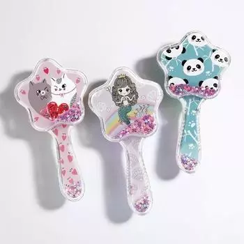 Мультяшная волшебная расческа, антистатическая массажная щетка для кожи головы, щетки для волос, массажная расческа для душа, расческа со сверкающей пудрой