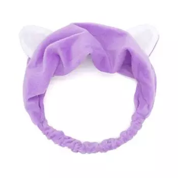 Мультяшная высокоэластичная женская повязка на голову с кошачьими ушками из мягкого хлопка, повязка на голову для вечеринки, макияжа, мытья, средства для движения, аксессуары для волос фиолетовый