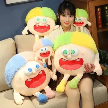 Мультяшная забавная маленькая пушистая кукла для малышей, плюшевая игрушка 22cm0.1kg розовый