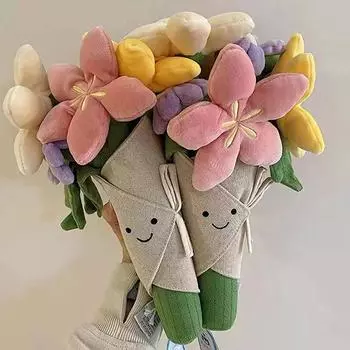 Мультяшная забавная ручная игрушка-тюльпан, плюшевая кукла, букет, подарок на выпускной для девочек
