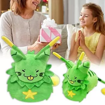 Мультяшная зеленая кошка, плюшевая игрушка, котенок, животное, кукла, украшение для дома, офиса, спальни, для детей и взрослых, подарок на Рождество и день рождения зелёный