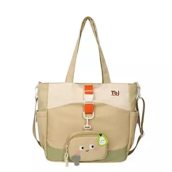 Мультяшная женская сумка через плечо контрастного цвета, студенческая сумка кроссбоди, сумка-тоут большой вместимости хаки