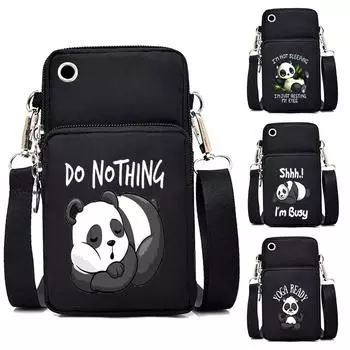 Мультяшная женская сумка для телефона, сумка-кошелек в виде панды, сумка-мешок унисекс для телефона зелёный