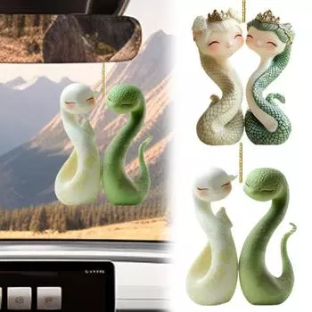 Мультяшная змея подвеска акриловая 2D плоская подвеска украшение белая змея зеленая змея подвеска для дома дерево автомобиль украшение интерьера 8 cm A