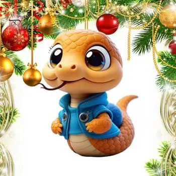 Мультяшная змея, рождественское украшение, акриловые аксессуары для заднего вида автомобиля, китайский год змеи, подвесное украшение для дерева, двери, окна, декор зелёный