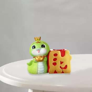 Мультяшная змея, статуя, скульптура животного, ваза для цветов, милый держатель для ручек, настольное украшение для полки Wealth