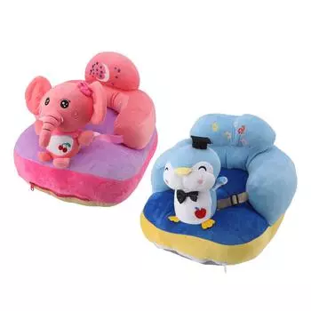 Мультяшное детское сиденье с поддержкой, плюшевое регулируемое стабильное детское сиденье для обучения сидя для дома Blue Penguin