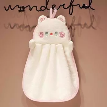 Мультяшное полотенце для рук в виде обнимающей кошки, подвесное мягкое впитывающее полотенце, милое детское полотенце для рук для дома и кухни 25*35CM